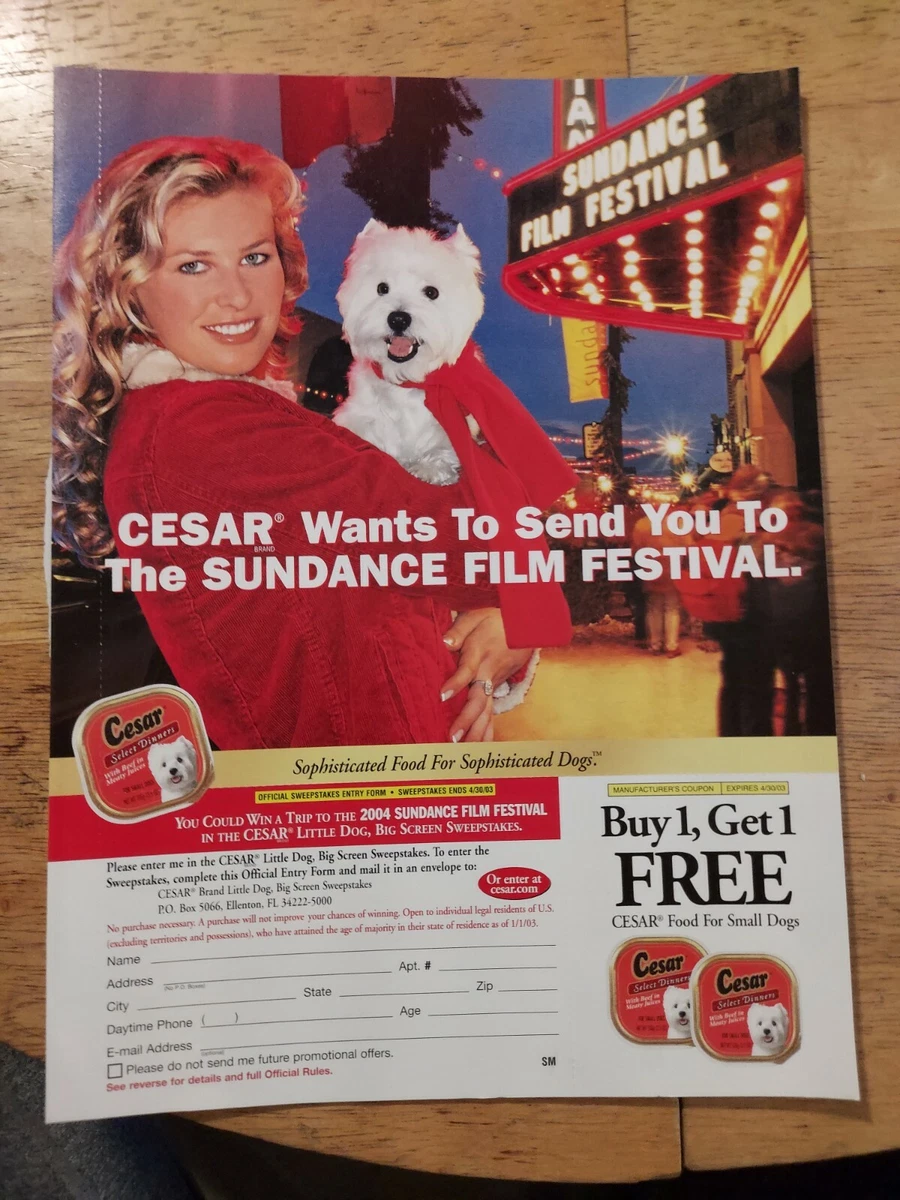 2003 print ad Cesar Dog Food Go to Sundance Film Festival Coupon Cesar PuchiBag