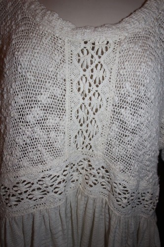 Free People Boho Kleid Elfenbein Spitzenstrick übergroß S/M könnte passen L passender - Bild 5 von 6