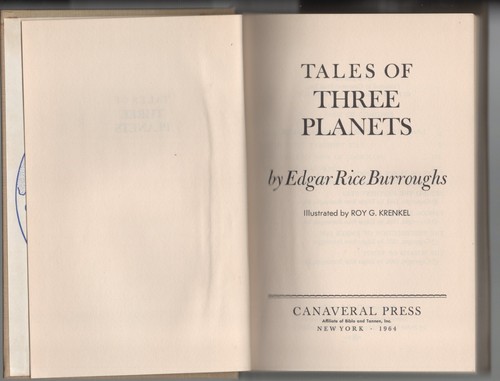 Edgar Rice Burroughs Tales of Three Planets 1964 Canaveral Press Gold Cover EX - Foto 12 di 15