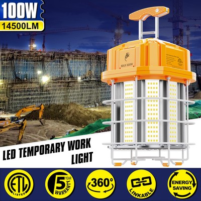 100W LED Temporary Work Light-Linkable Construction Lights 5000K 14,500Lumen ETL