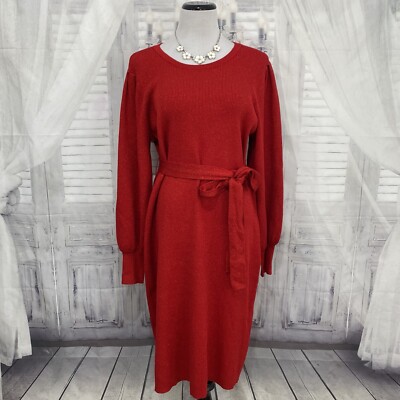 Calvin Klein Size XL Red Shimmer Belted Sweater Dress Long Sleeve Pull On NEW B2 | eBay Calvin Klein Size XL Red Shimmer Belted Sweater Dress Long Sleeve Pull On NEW B2 | eBay