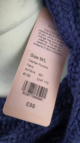 Phase Eight Navy Blue Cashel Poncho Size M/L Rrp £89 CR052 BB 01 - Picture 8 of 11