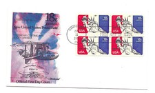 C87  18c Statue of Liberty, Fleetwood block of 4, FDC