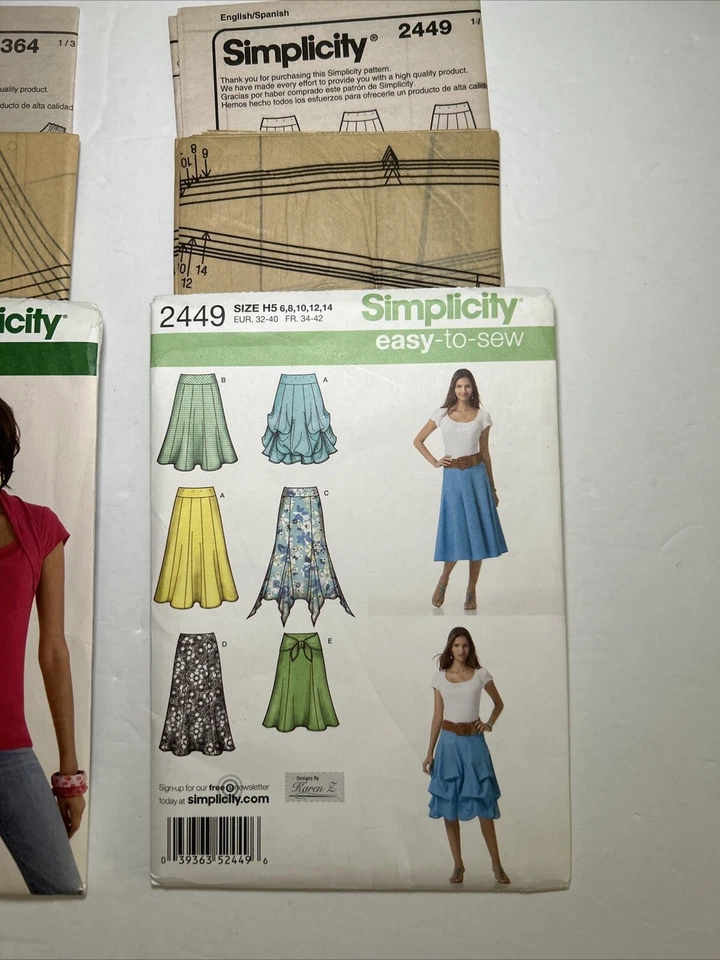 UNCUT Simplicity Patterns Knit Tops 2364, Pull-On Skirts 2449 Misses Sizes 6-14 - Image 3 of 4