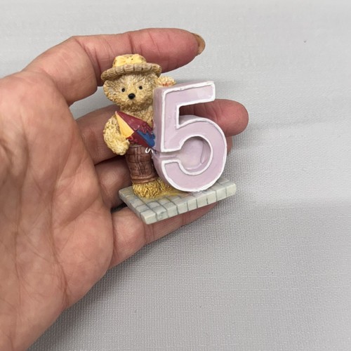 Cherished Teddies 1998 Figurine Bear With Number 5 Toy Block - Picture 16 of 24