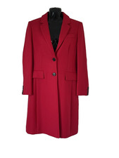 Taifun Smart Red Long Sleeve Coat Size 10 Collar Lined Faux Pockets New