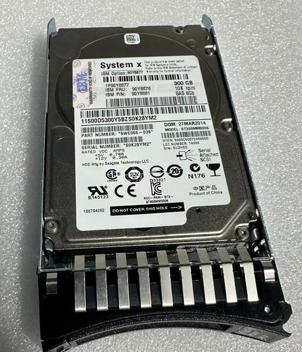 90Y8877 90Y8881 IBM 300GB 10K 6G HOT SWAP SFF 2.5" SAS HARD DRIVE 90Y8878 - Photo 2/2