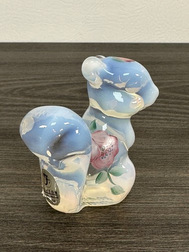 Fenton Hand Painted Glass Squirrel Figurine Opalescent Clear Signed - Picture 2 of 11