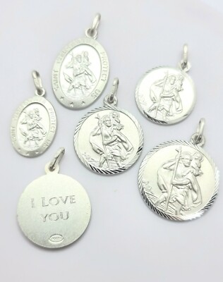 STERLINGSILBER HEILIGER CHRISTOPHER ANHÄNGER GRAVUROPTION OVAL RUND ST CHRIS