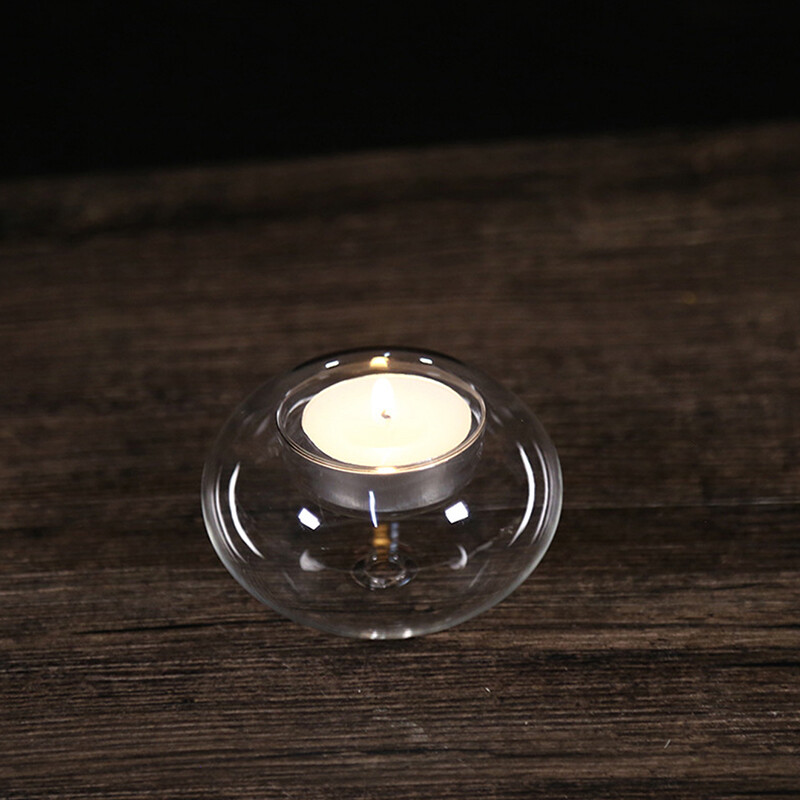 Glass Round Ball Candle Light Holder Tea Candlestick Party Wedding Home