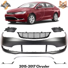 Front Bumper Cover Fascia & Lower Grille Kit For 2015-2017 Chrysler 200