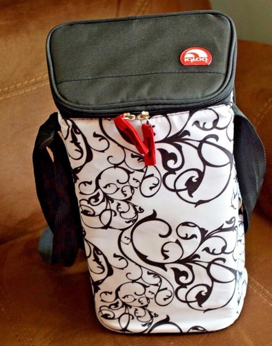 Igloo Insulated Wine Cooler Adjustable Strap Black/White Print Lunch Formula - Picture 2 of 8