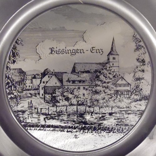 Sammelteller aus Zinn , Bissingen - Enz ,  Durchmesser 32 cm , H 2 cm ,   1,3 kg - Bild 2 von 4
