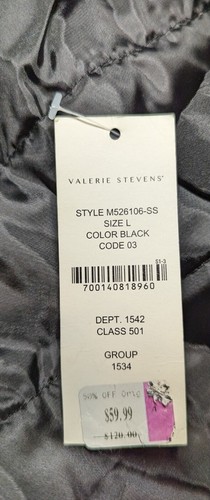 VALERIE STEVENS Women's Solid Black Trench Coat Long Sleeve Jacket Hooded LARGE - Picture 8 of 16