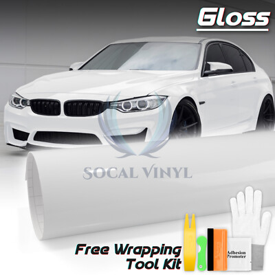 Gloss Glossy White Car Vinyl Wrap Sticker Decal Film Air Release Bubble ...