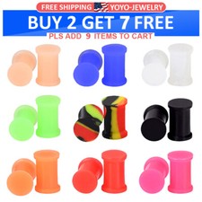Pair of SOLID Silicone Ear Gauges-Soft Ear Plugs-Flexible Flesh Tunnel Piercing