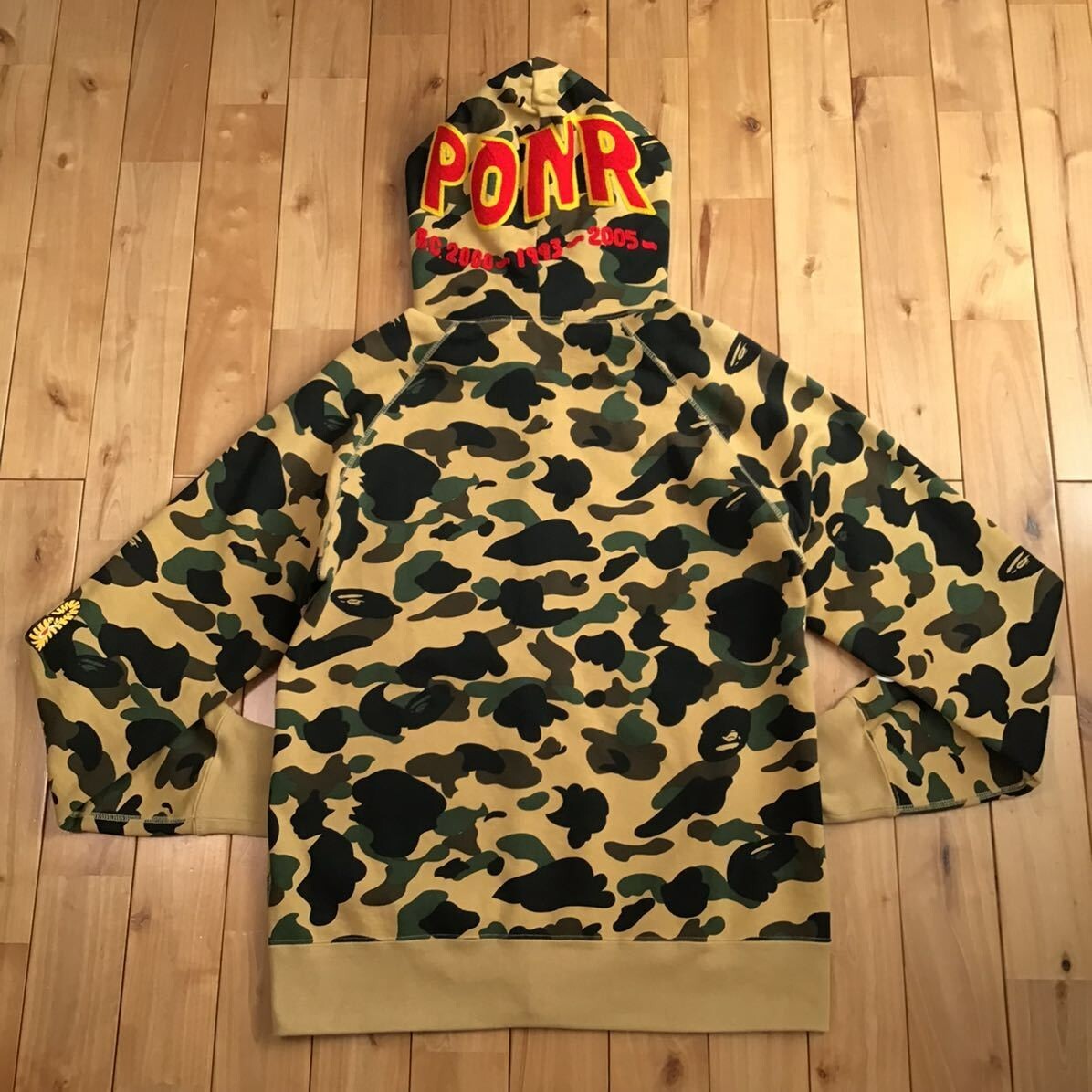 A BATHING APE★Shark ロゴ カモ柄ジップアップパーカー Yellow BAPE 1st camo yellow shark full zip hoodie A Bathing Ape