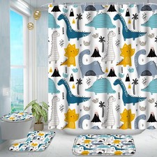 4 Pcs Bathroom Shower Curtain Set,Kid's Bathroom Set,Shower Curtain Sets with...