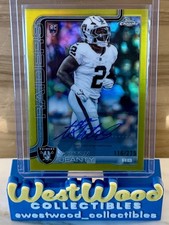 2025 Topps Chrome Football Ashton Jeanty #RA-AJ Yellow Refractor Auto RC /275