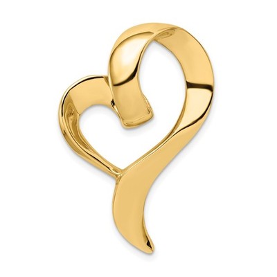 14k Gelbgold Herz Anhänger Modern Offene Schleife Charm für Frauen Jahrestag Schmuck
