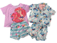 Disney Girls sz 6/6X Lot of 2 Pajamas Stitch Ariel