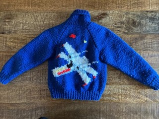 Vintage Handmade Youth Cowichan Sweater Star Wars X Wing Tie Fighter 1980’s