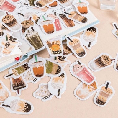 Boba Milchtee Sticker Flocken, Bubble Tea Deko Sticker