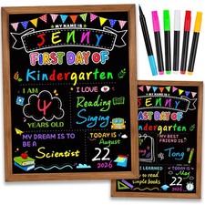 First  Last Day of School Sign, 14X10.5 Inch 1St Day of Sign with 6 Erasable Ch