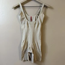 Spanx Thinstincts 2.0 Open Bust Mid Thigh Bodysuit Champagne Beige Medium