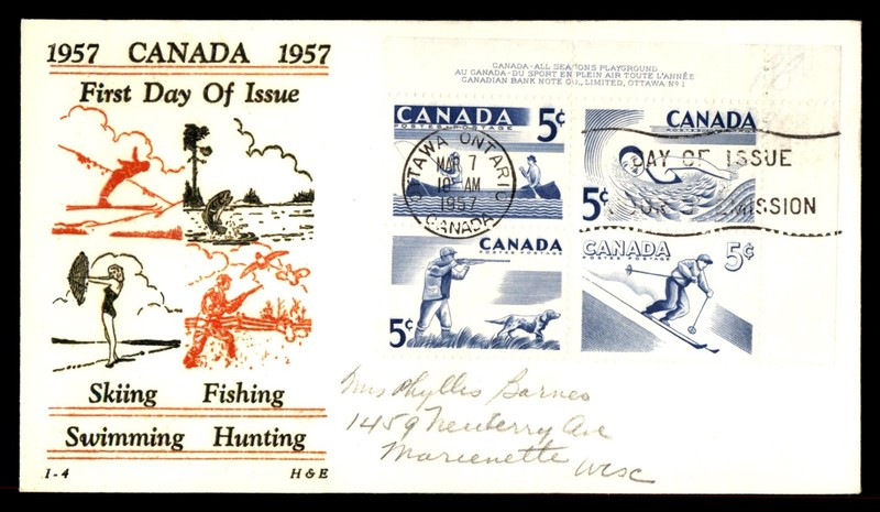 Mayfairstamps Canada FDC 1957 Things to Do Combo First Day Cover cca_06573