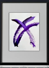 14X11  Acrylic Modern Abstract Purple Dolphins Jumping Painting on Paper