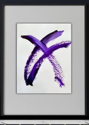 14X11  Acrylic Modern Abstract Purple Dolphins Jumping Painting on Paper