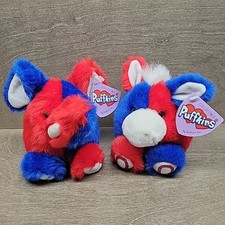2 Puffkins Plush Lot Political Democrat Donkey Stripes Republican Elephant Stars