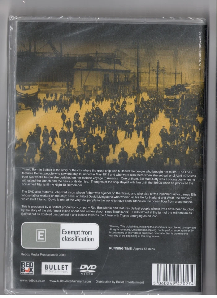 Titanic – Born in Belfast (DVD, 2000) Red Box Media Documentary 5060249470274 - Image 2 of 2