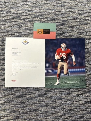 Joe Montana Photo & Signed Letter Upper Deck COA UDA