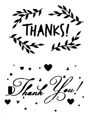Really Great Stencils, Thank You 2, 5.9x8'', Card Front, Frame, Thanks, Script