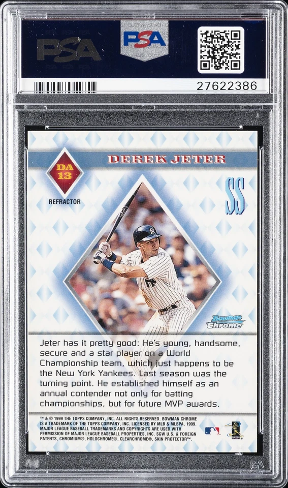 1999 BOWMAN CHROME DIAMOND ACES REFRACTOR #DA13 DEREK JETER PSA 10 - Image 2 of 2