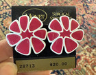 MCM mod hot pink vintage Monet Flower post earrings Retro 1970s — photo 1
