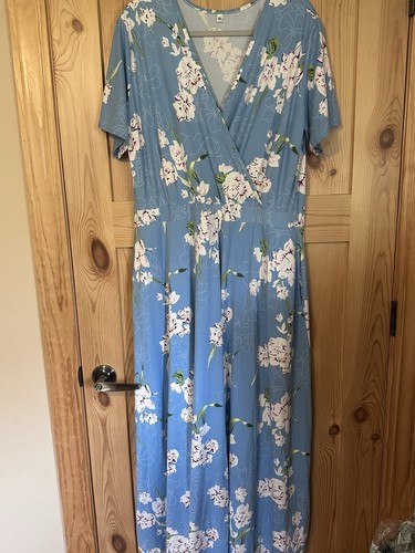 Floral Blue Maxi Dress Plus Size 3XL - Picture 3 of 8