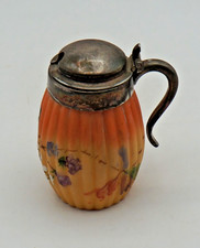 ANTIQUE MT WASHINGTON DECORATED RIBBED MUSTARD POT