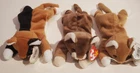 VINTAGE TY BEANIE BABY PLUSH KITTY CAT BEANIE BABIES LOT/3 NIP POUNCE CHIP