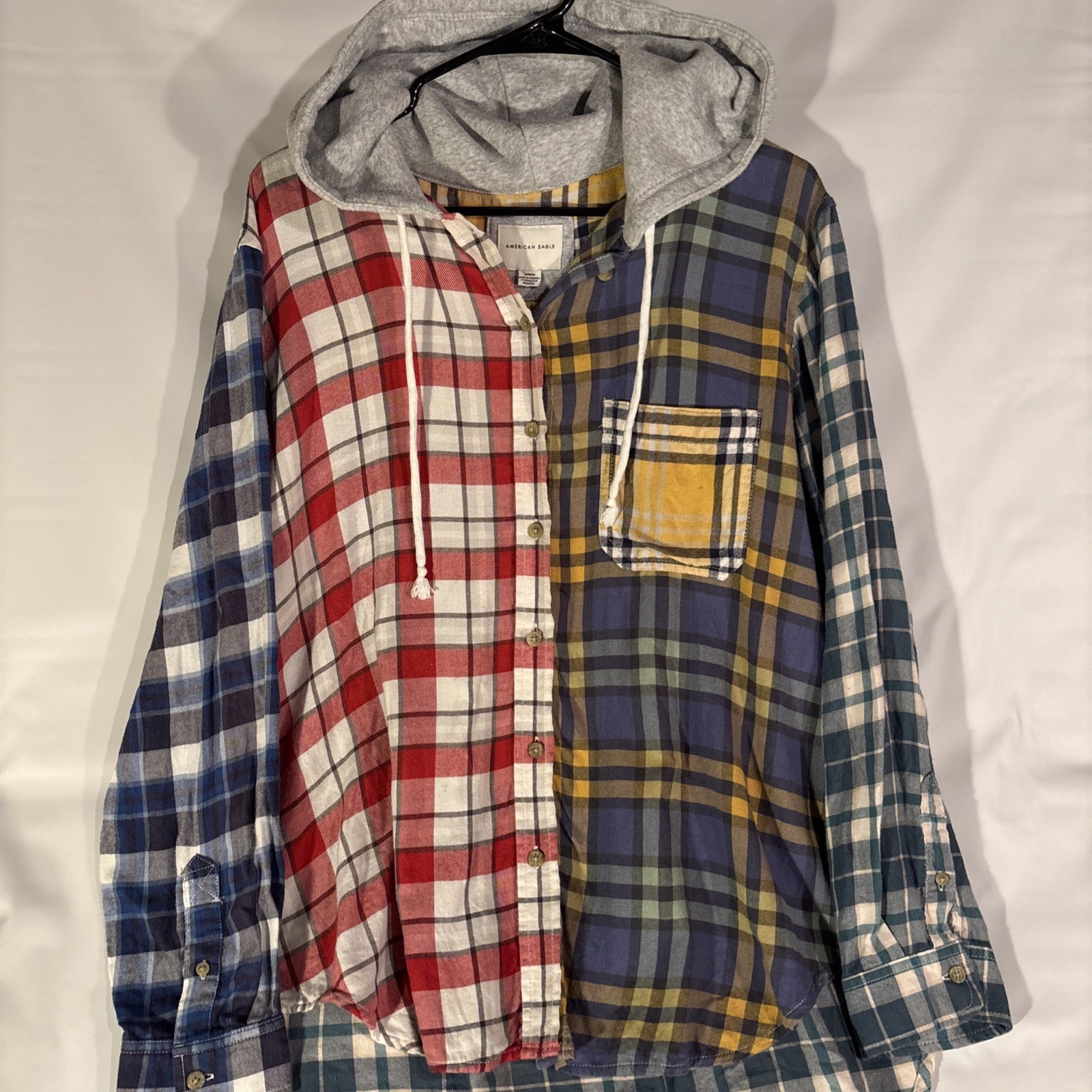 American Eagle Outfitters Patchwork Plaid Button-… - image 1