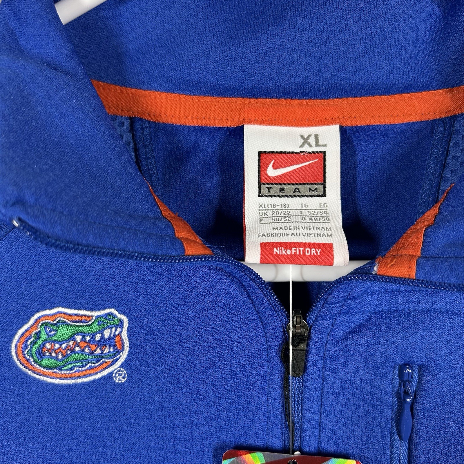 SACAI X NIKE Giacca mezza zip Florida Gators donna Nike Team Fit Dri blu nuova con etichetta taglia XL