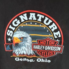 Harley-Davidson XXL Polo Shirt Black Genoa Ohio Eagle Graphic Made in USA READ