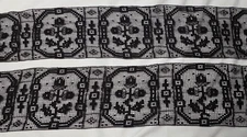 ANTIQUE BLACK COTTON LACE W TREE OF LIFE PATTERN OLD STOCK