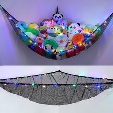 Stuffed Animals Net or Hammock Kids Toy Storage Organizer with LED Light