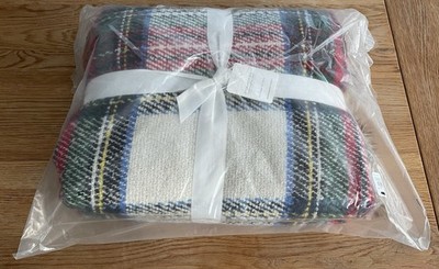 Pottery Barn Stewart karierter Überwurf mit Kunstfellrücken 50 x 60 cm UVP 149 £