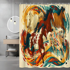 Horse Shower Curtain Abstract Western Animal Print