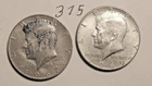 KENNEDY HALF DOLLAR,  40%  SILVER, 1967-P, 1969-D ---375
