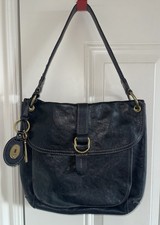 FOSSIL Vintage 90 s Black Leather SASHA Crossbody Shoulder Bag